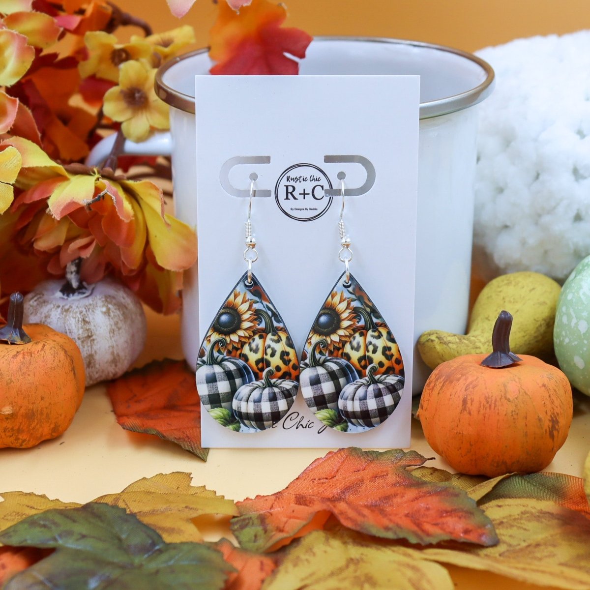 Rustic Chic by Designs By GaddisPumpkins & Sunflower Teardrop Earrings