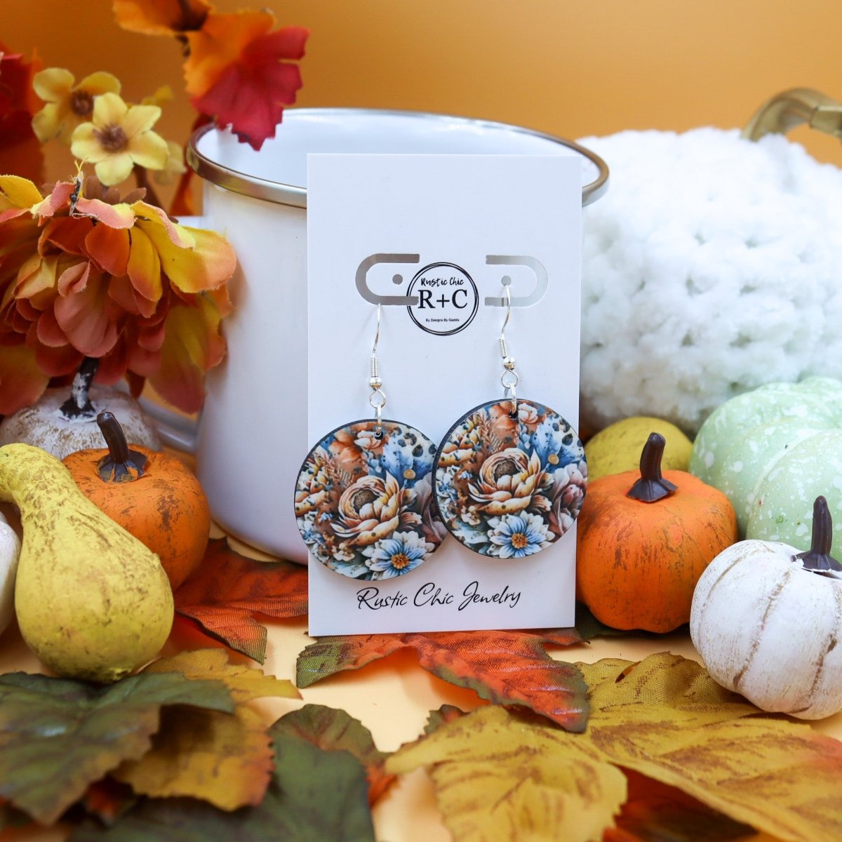 Rustic Chic by Designs By GaddisFall Floral Round Earrings