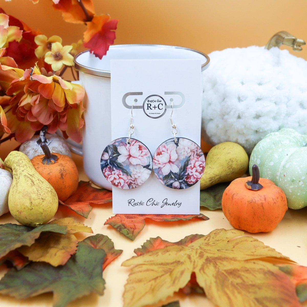 Rustic Chic by Designs By GaddisPink Floral Round Earrings