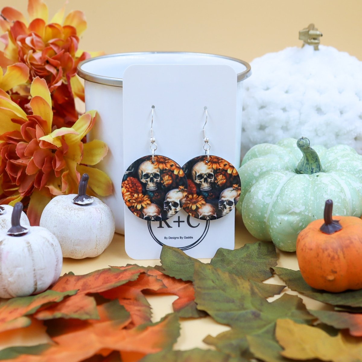Rustic Chic by Designs By GaddisHalloween Skull Round Earrings