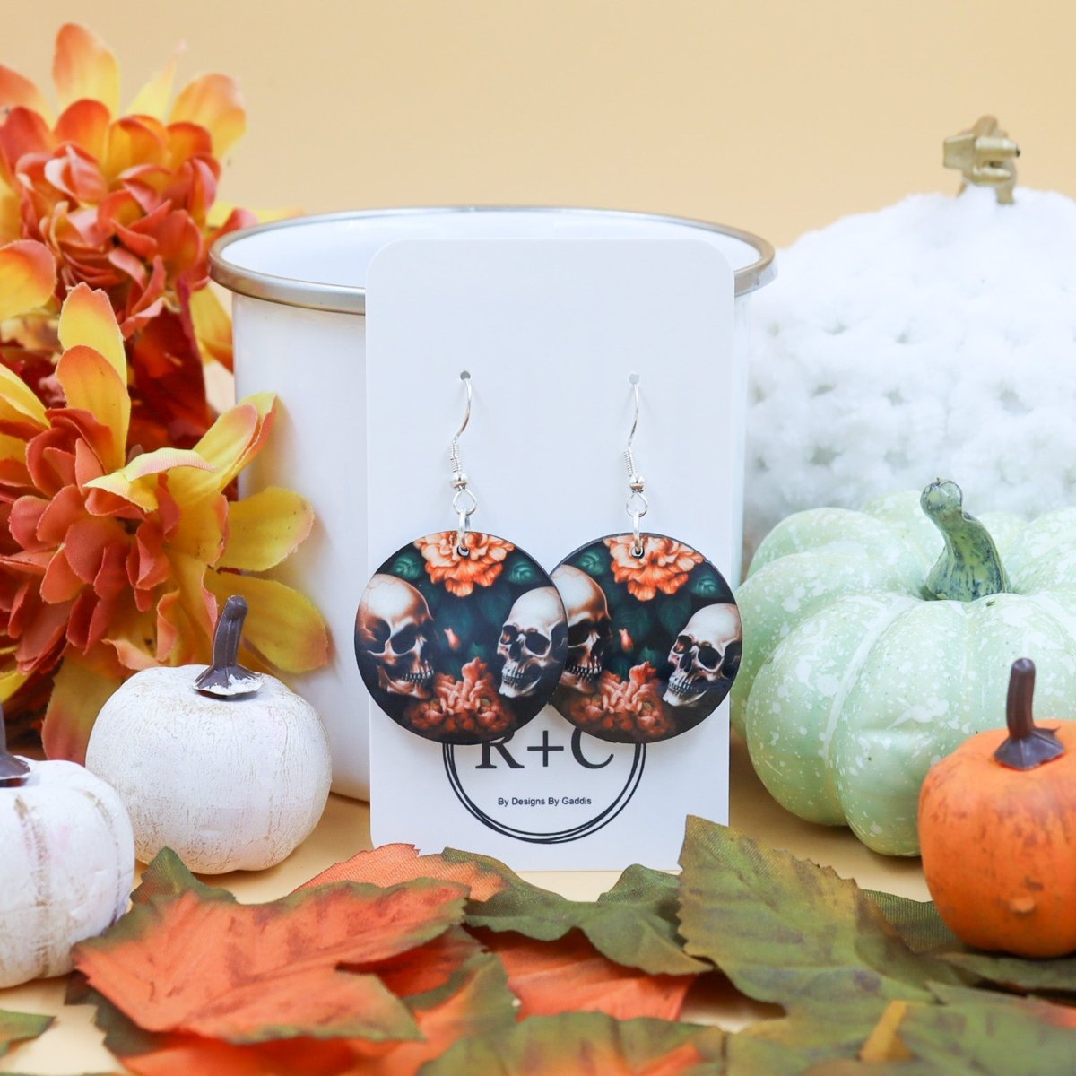 Rustic Chic by Designs By GaddisHalloween Skull Round Earrings