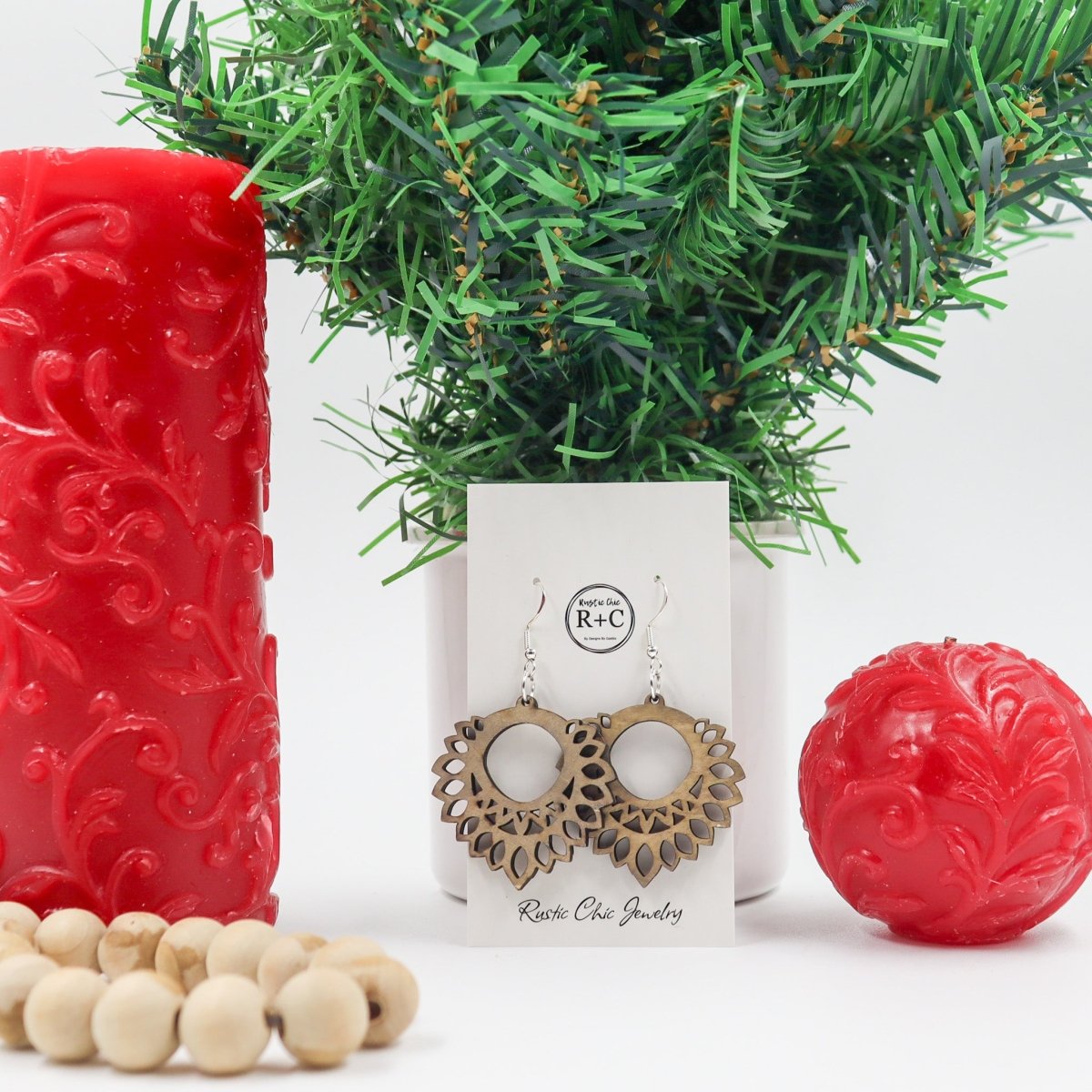 Rustic Chic by Designs By GaddisNatural Wood Lace Dangle Earrings