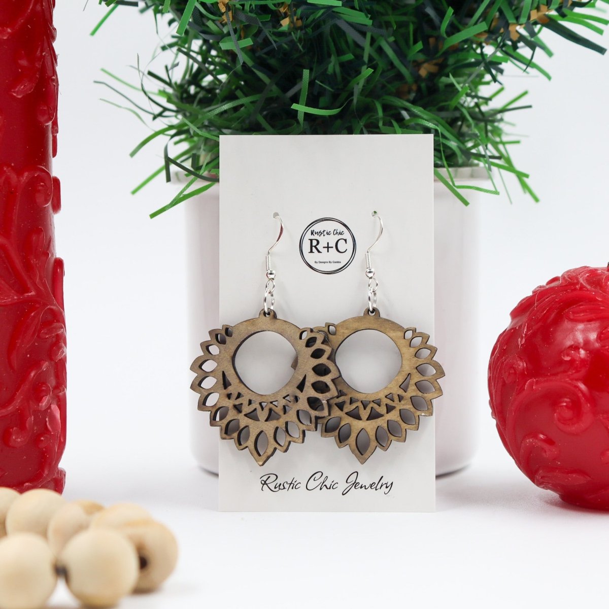 Rustic Chic by Designs By GaddisNatural Wood Lace Dangle Earrings