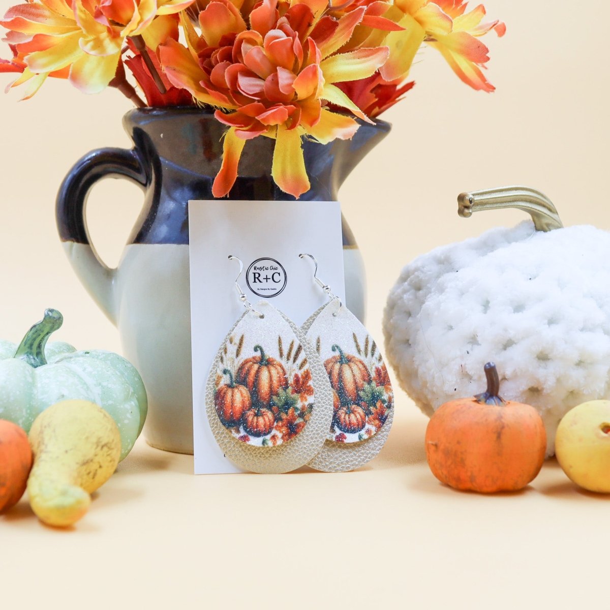 Rustic Chic by Designs By GaddisPumpkin Faux Leather Teardrop Earrings