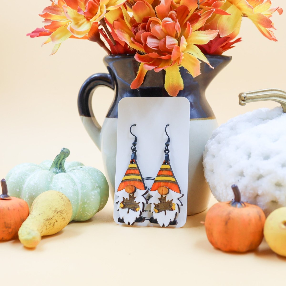 Rustic Chic by Designs By GaddisFall Leaf Gnome Drop Earrings