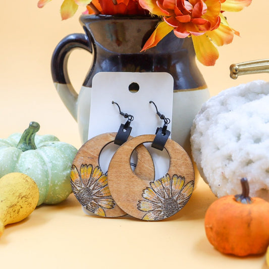 Rustic Chic by Designs By GaddisOversized Sunflower Round Earrings