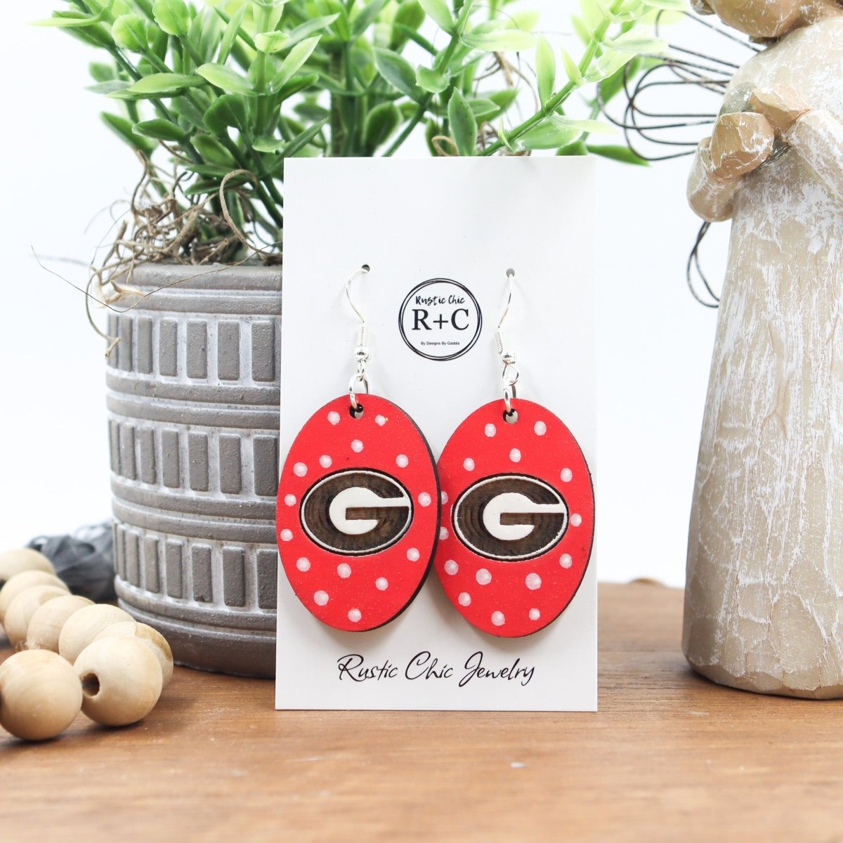 Rustic Chic by Designs By GaddisGeorgia Bulldogs Oval Drop Earrings