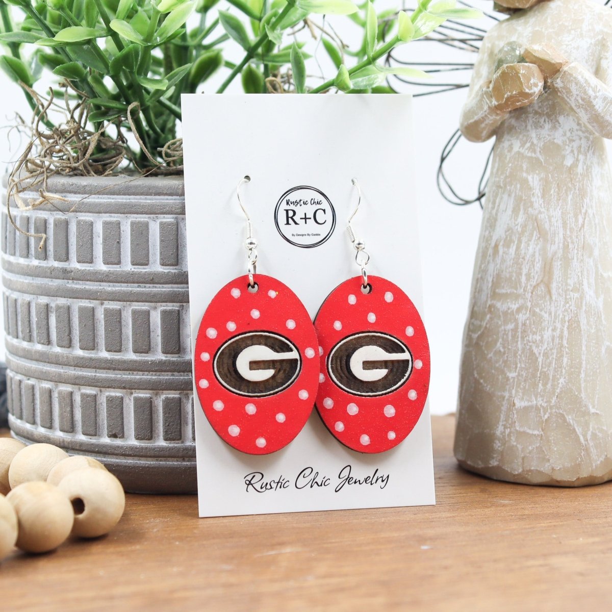 Rustic Chic by Designs By GaddisGeorgia Bulldogs Oval Drop Earrings