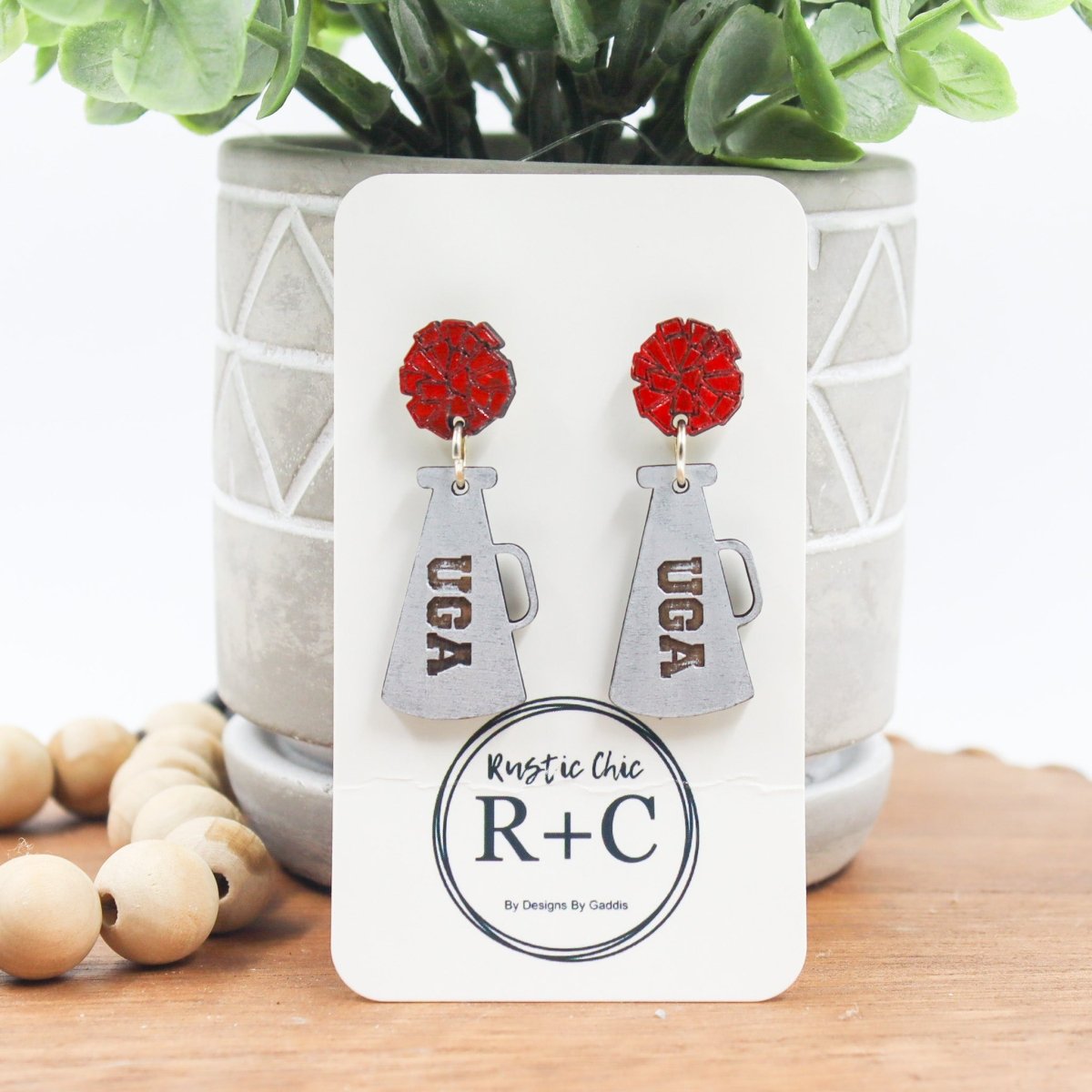 Rustic Chic by Designs By GaddisMegaphone Drop Earrings with Pompom