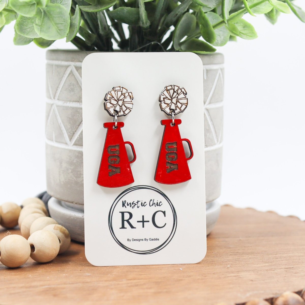 Rustic Chic by Designs By GaddisMegaphone Drop Earrings with Pompom
