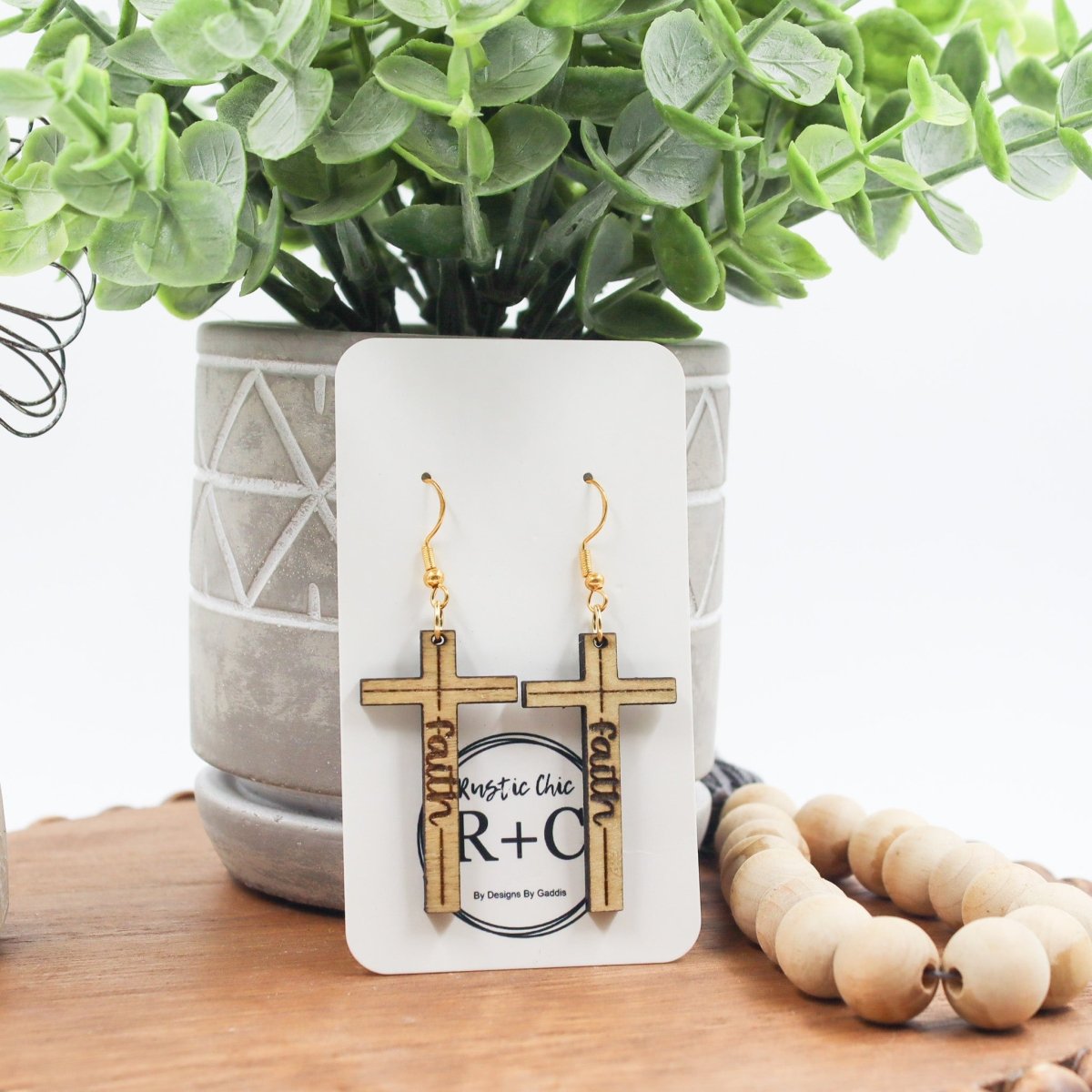 Rustic Chic by Designs By GaddisFaith Cross Drop Earrings