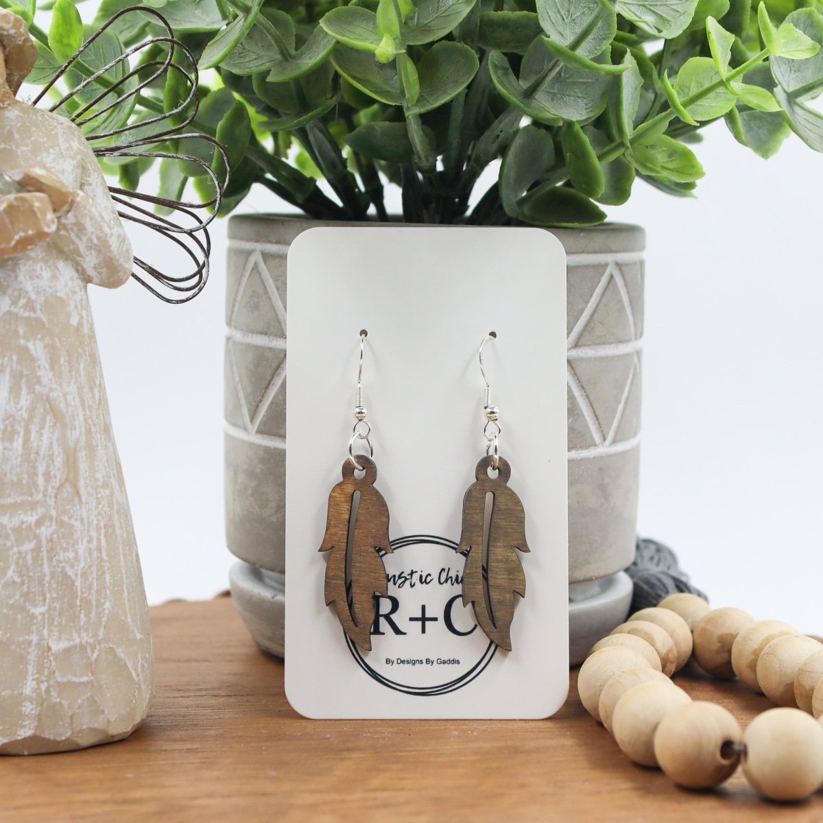Rustic Chic by Designs By GaddisNatural Wood Feather Dangle Earrings