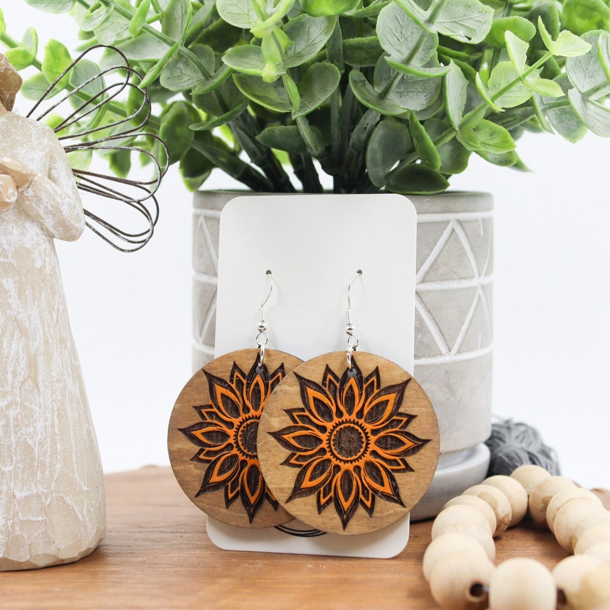 Rustic Chic by Designs By GaddisOrange Floral Mandala Dangle Earrings