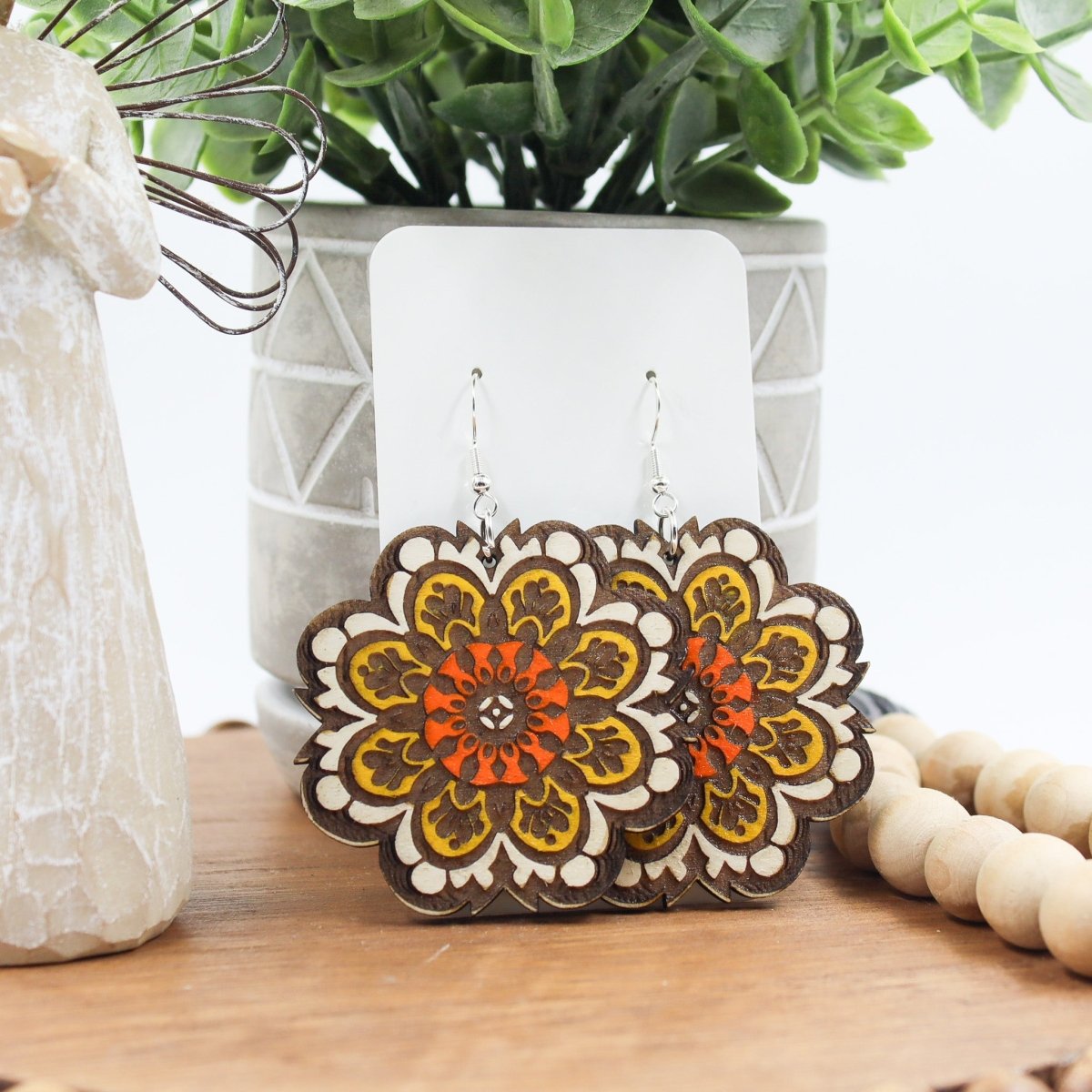 Rustic Chic by Designs By GaddisOversized Floral Mandala Dangle Earrings