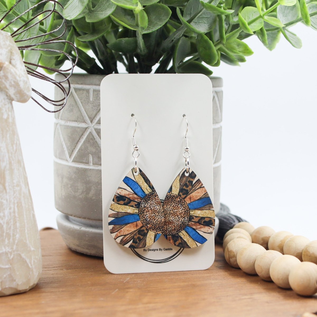 Rustic Chic by Designs By GaddisMulticolor Sunflower Teardrop Earrings