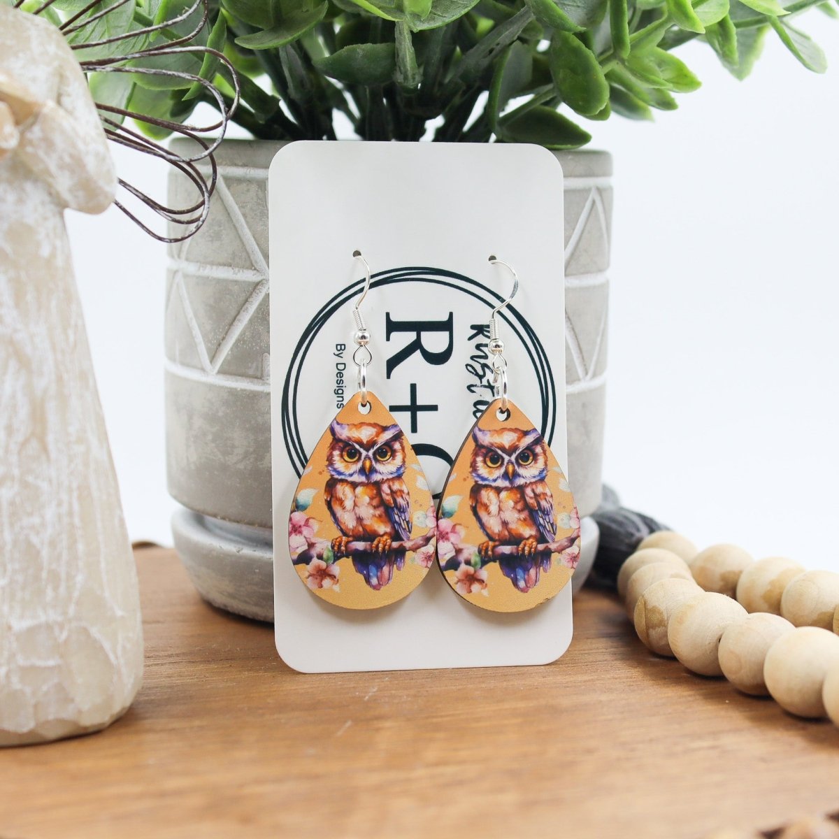Rustic Chic by Designs By GaddisWise Owl Drop Earrings