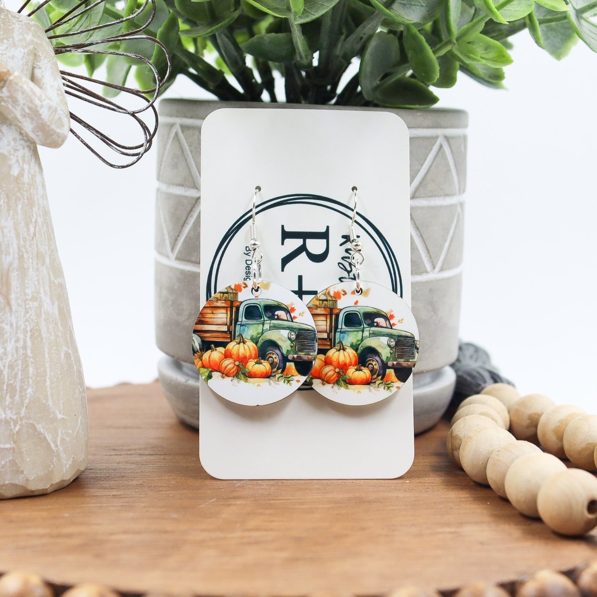 Rustic Chic by Designs By GaddisFall Farm Truck Round Drop Earrings