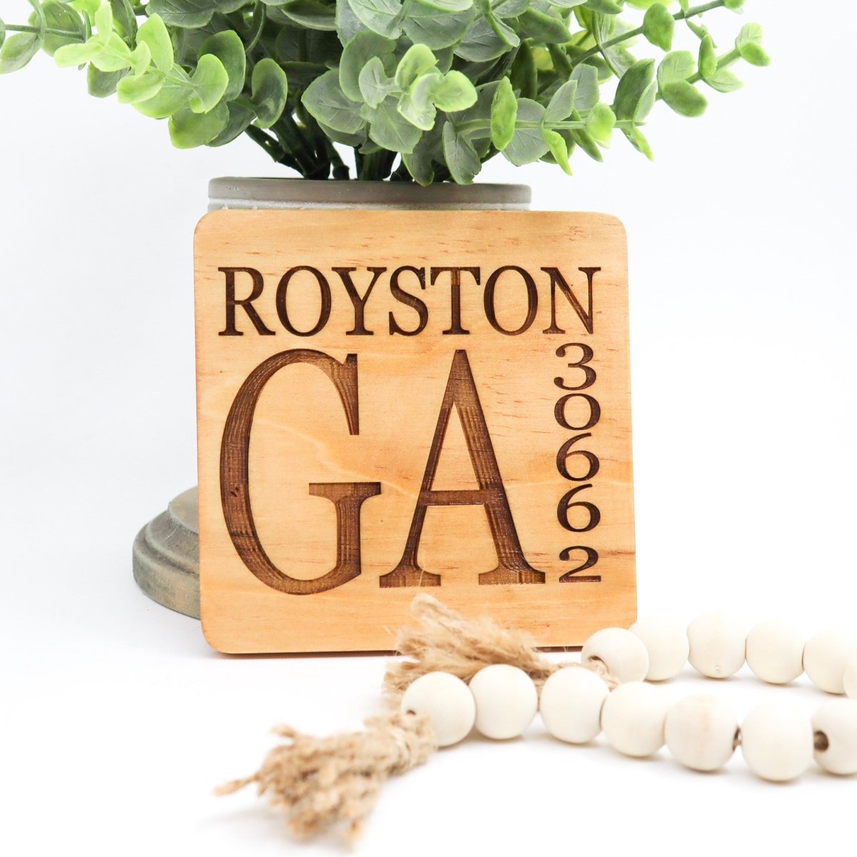 Rustic Chic by Designs By GaddisPersonalized Hometown Wood Coaster