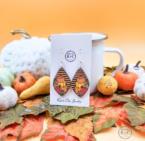 Rustic Chic by Designs By GaddisFall Stripped Pumpkins Teardrop Dangle