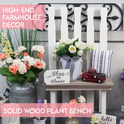 Farmhouse-Inspired Solid Wood Plant Bench