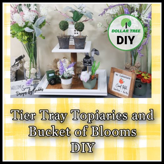 How to Decorate a Tiered Tray for Spring | Tier Tray Spring Topiaries and Flowers - Rustic Chic by Designs By Gaddis