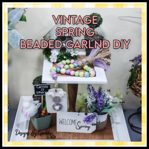 Spring Beaded Garland DIY Tutorial with Colorful Stained Beads - Rustic Chic by Designs By Gaddis