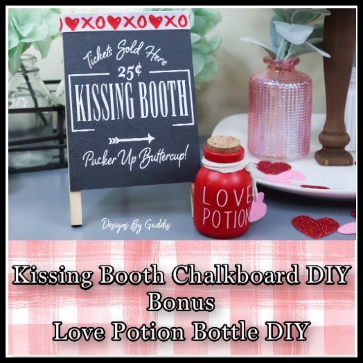 Kissing Booth Chalkboard Sign Valentines Day Decor - Rustic Chic by Designs By Gaddis