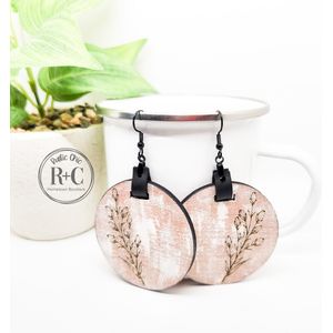 W-012 Floral Branch Dangle Earrings (Round)