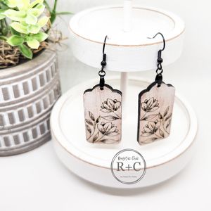 Floral Branch Dangle Earrings (Round)