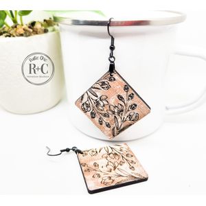 Spring Floral Bouquet Dangle Earrings (Square)