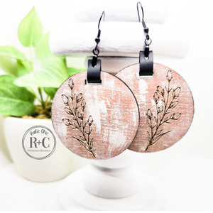 Floral Branch Dangle Earrings (Round)