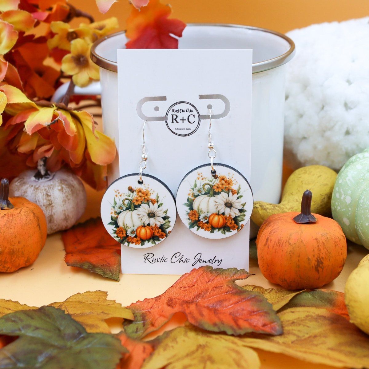 Rustic Chic by Designs By GaddisWhite Pumpkin Teardrop Earrings