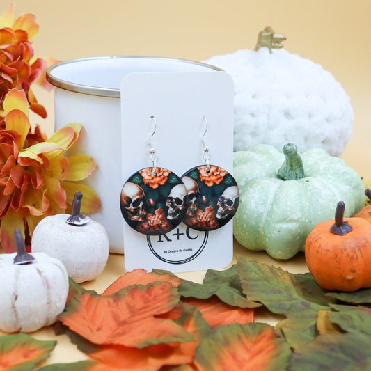 Rustic Chic by Designs By GaddisHalloween Skull Round Earrings