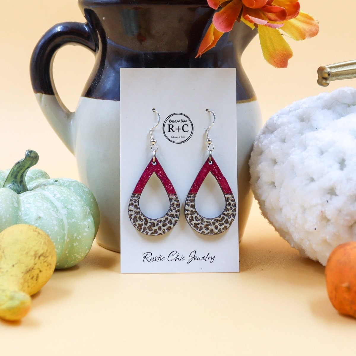 Rustic Chic by Designs By GaddisCow Print Open Teardrop Earrings