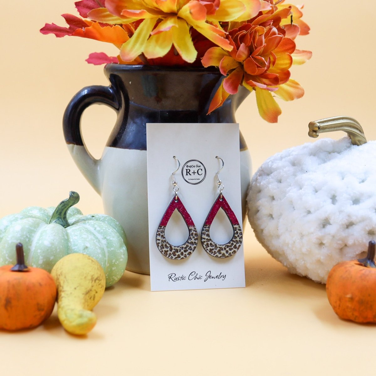 Rustic Chic by Designs By GaddisCow Print Open Teardrop Earrings