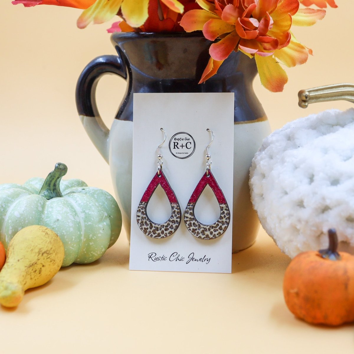 Rustic Chic by Designs By GaddisCow Print Open Teardrop Earrings