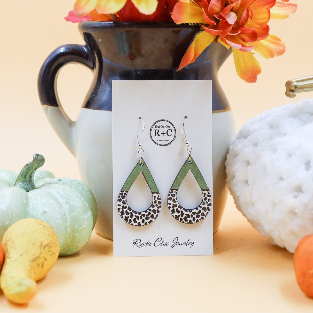 Rustic Chic by Designs By GaddisCow Print Open Teardrop Earrings