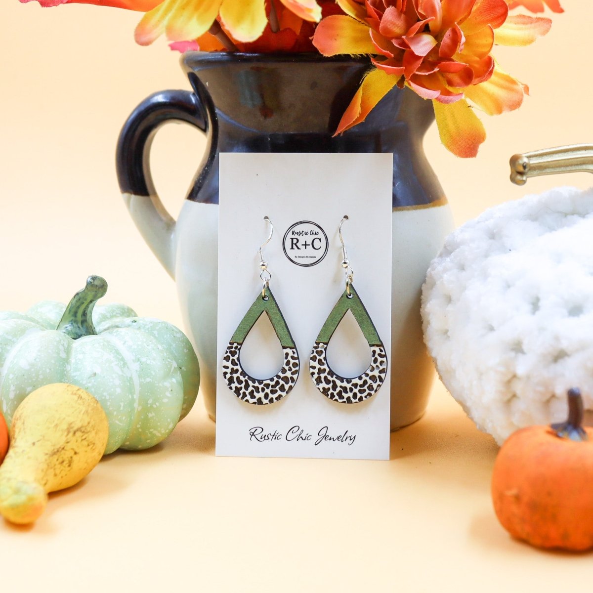 Rustic Chic by Designs By GaddisCow Print Open Teardrop Earrings