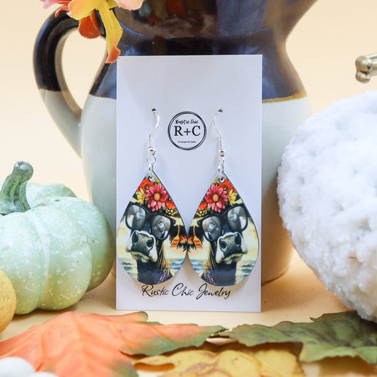 Rustic Chic by Designs By GaddisMomma Cow Teardrop Earrings