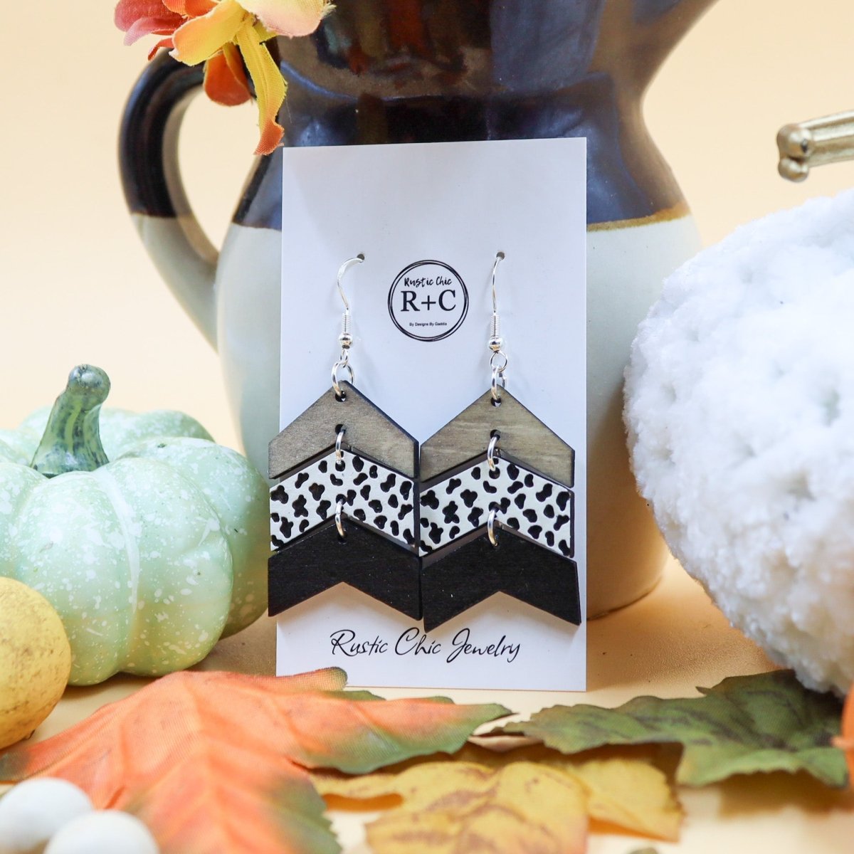 Rustic Chic by Designs By GaddisCow Print Dangle Earrings