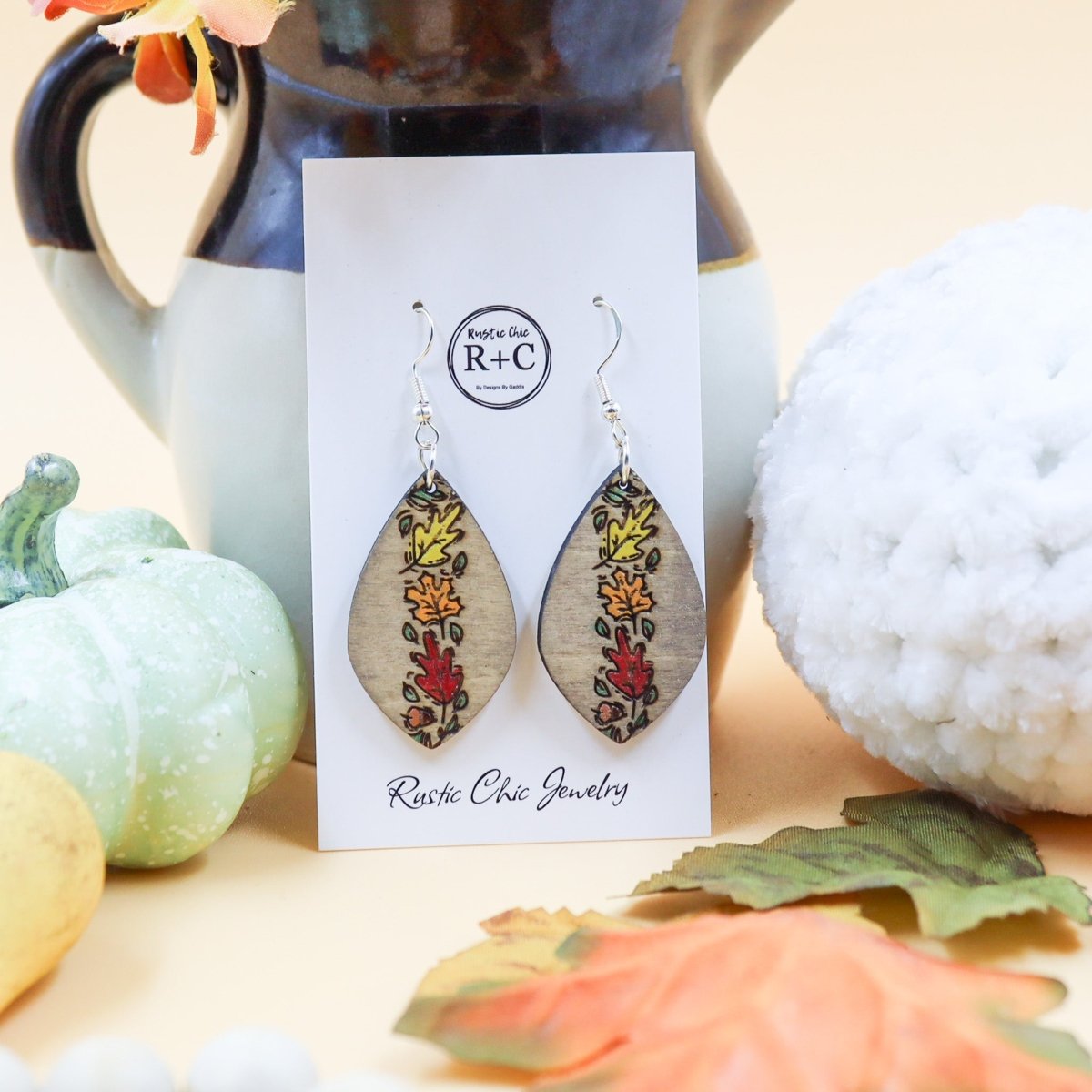 Rustic Chic by Designs By GaddisFall Leaves Teardrop Wood Earrings