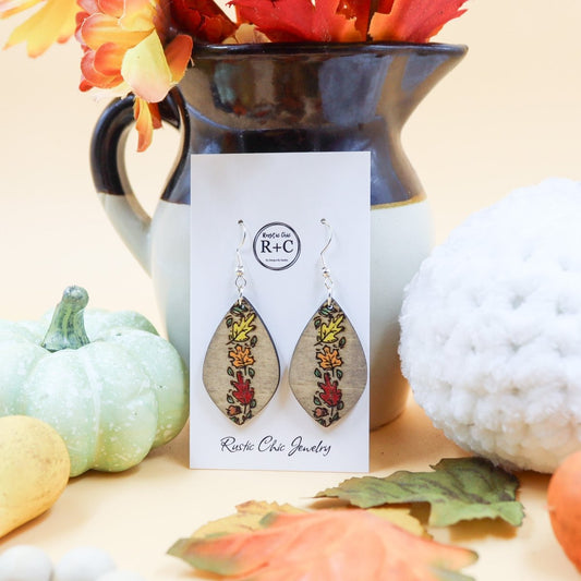 Rustic Chic by Designs By GaddisFall Leaves Teardrop Wood Earrings