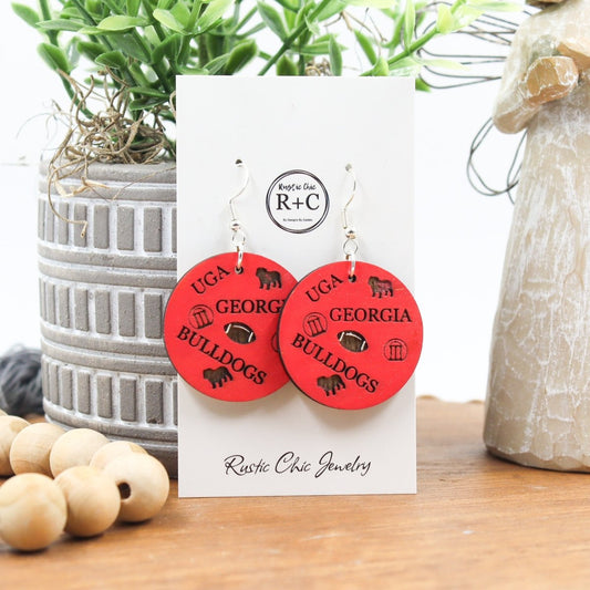 Rustic Chic by Designs By GaddisGeorgia Bulldogs Round Drop Earrings