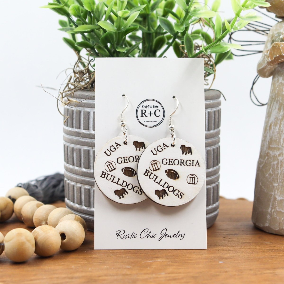 Rustic Chic by Designs By GaddisGeorgia Bulldogs Round Drop Earrings