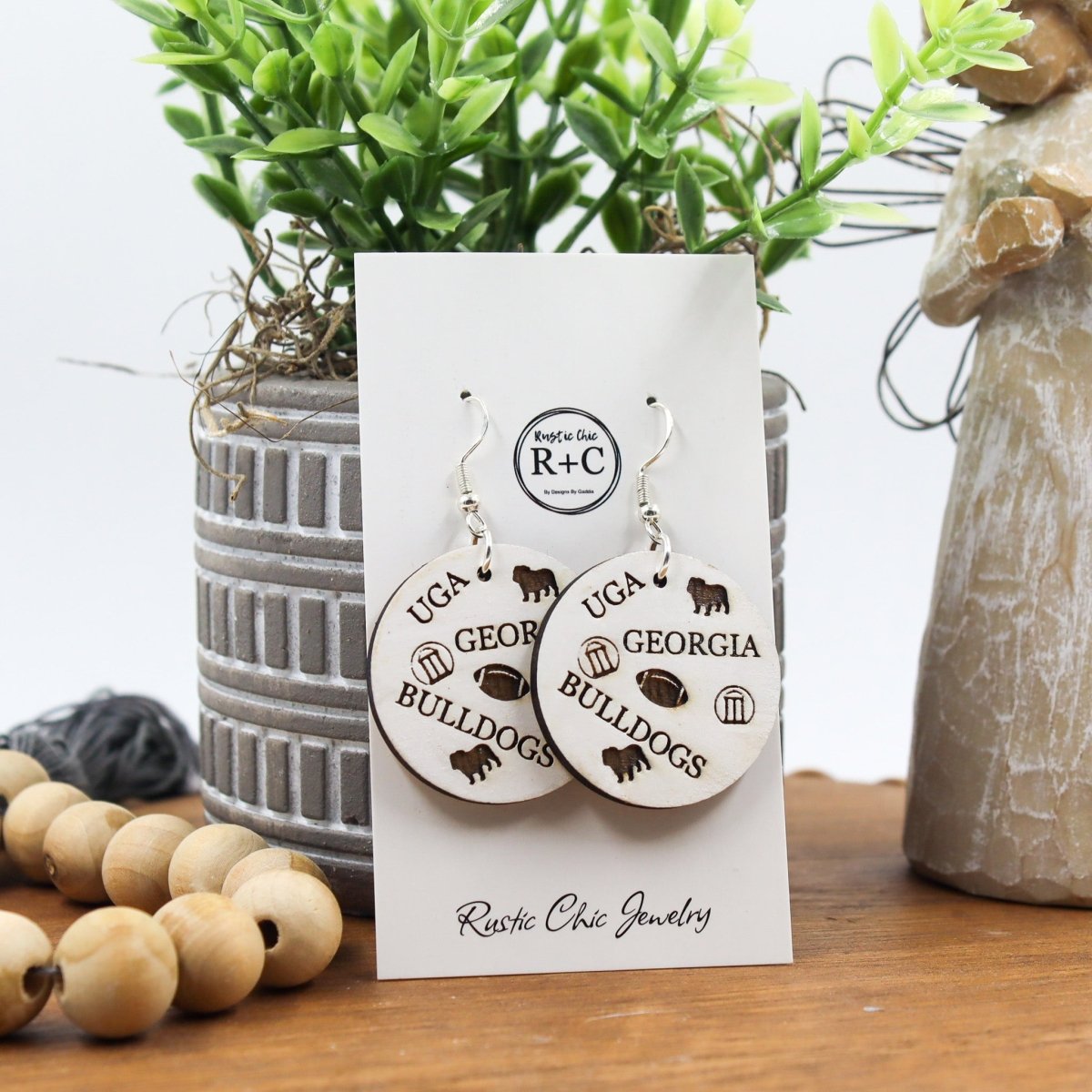 Rustic Chic by Designs By GaddisGeorgia Bulldogs Round Drop Earrings