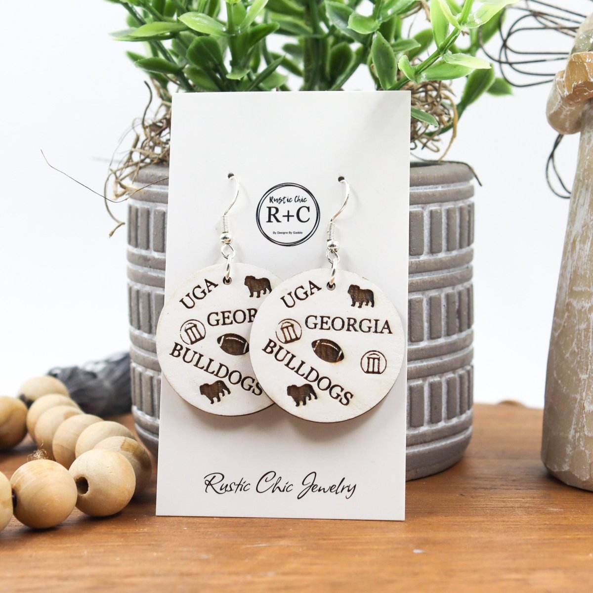 Rustic Chic by Designs By GaddisGeorgia Bulldogs Round Drop Earrings