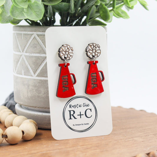 Rustic Chic by Designs By GaddisMegaphone Drop Earrings with Pompom