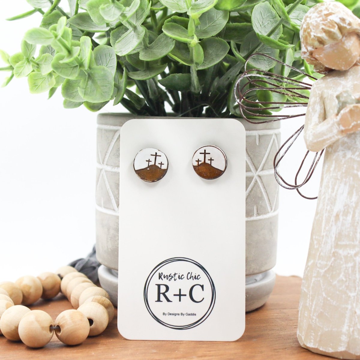 Rustic Chic by Designs By GaddisRound Cross Studs