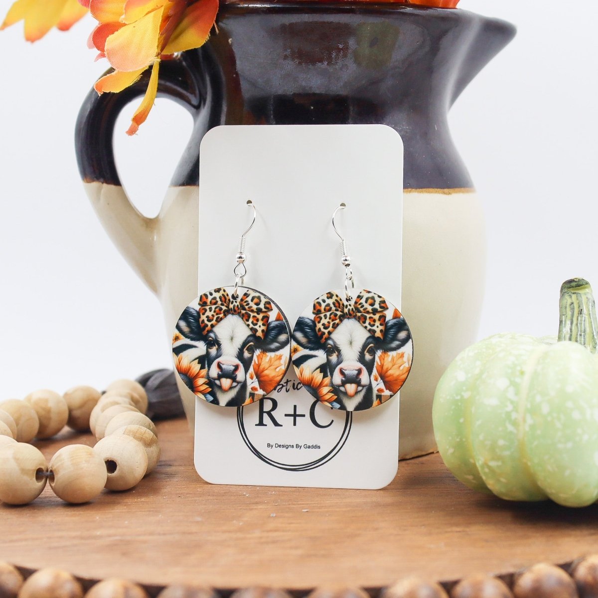 Rustic Chic by Designs By GaddisHighland Cow Round Drop Earrings