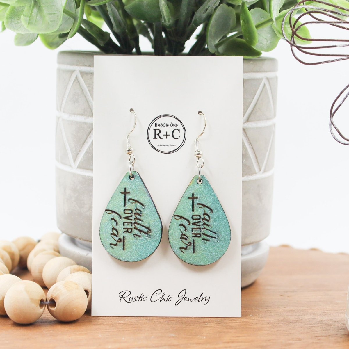 Rustic Chic by Designs By GaddisFaith Over Fear Teardrop Earrings